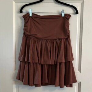 Maeve Elegant Brown Tiered Skirt